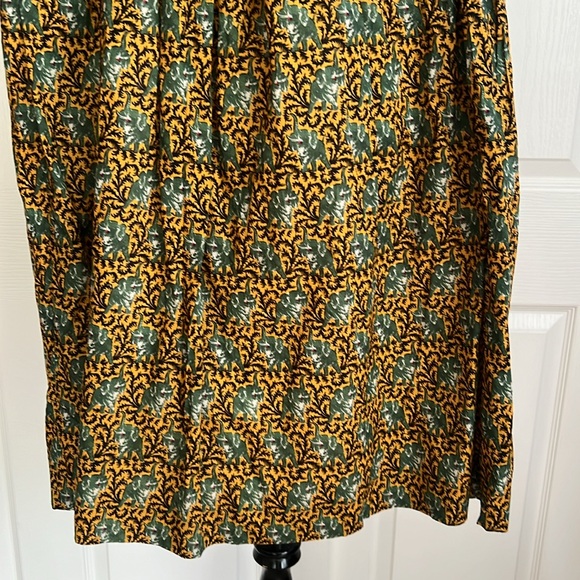 J. Crew Elephant Print Green Yellow and Black Cotton Skirt Womens Sz 16 - Picture 3 of 15